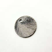 Sterling Silver Brushed Round Flat Disc Charm with a Single Hole